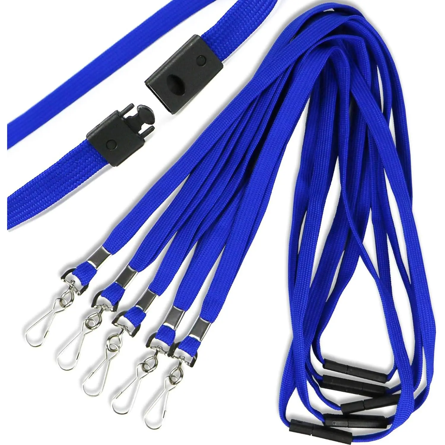 Safety Breakaway Lanyard with J-Hook Flat Lanyards for ID Badges Cruise Lanyard Bulk Preimum Lanyards for Women/Men Business Card NameTag Holder Lanyards Employee Students (Blue, Breakaway 50 Pack)