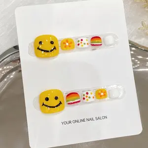10pcs/bag "Toenails" Spring and Summer Dopamine Smiley Rainbow Handmade Original Toenail Patch Nail Products Online Celebrity Wear Nail, Cute and Simple High-grade Sense of Hand-pressed Toenails, Suitable For Daily, Holiday and Banquet Wear.
