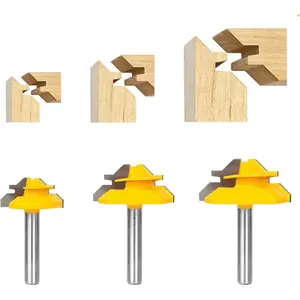 3Pcs/Set 45 Degree Lock Miter Router Bit for 1/2”,5/8”,3/4” Cutting Height,1/4 Inch Shank,Easy to Create Lock Miter Joint,Christmas Party Gifts,Tools & Hardware
