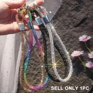 Rhinestone Decorated Phone Lanyard, Fashionable Phone Lanyards, Durable Short Cell Phone Charm for Women, Phone Accessories for Daily Use, Phone Strap Holder