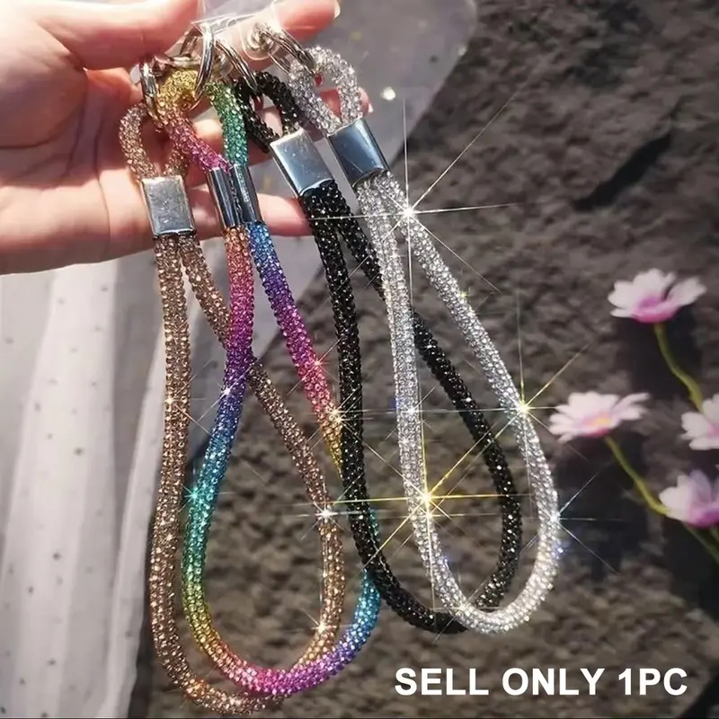 Rhinestone-Decorated Phone Lanyard, Durable Short Phone Charm Chain for Women, Fashion Cell Phone Accessory for Daily Use, Phone Strap, Cellphone Lanyard