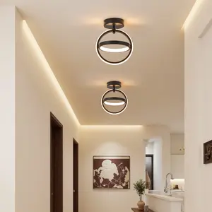 Garwarm Modern Led Ceiling Lights,Black Round,Small Led Close to Ceiling Light Fixture for Living Room Bedroom Kitchen Loft Aisle Hall Indoor Lighting