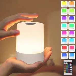 RGB Colorful Touch Mini Bedside Night Light, 16 Colors and Adjustable Brightness, 4 Color-changing Modes, with Remote, USB Rechargeable Ambient Light Suitable for Bedroom, Children's Room, Party and Camping, Nightlight For Bedroom