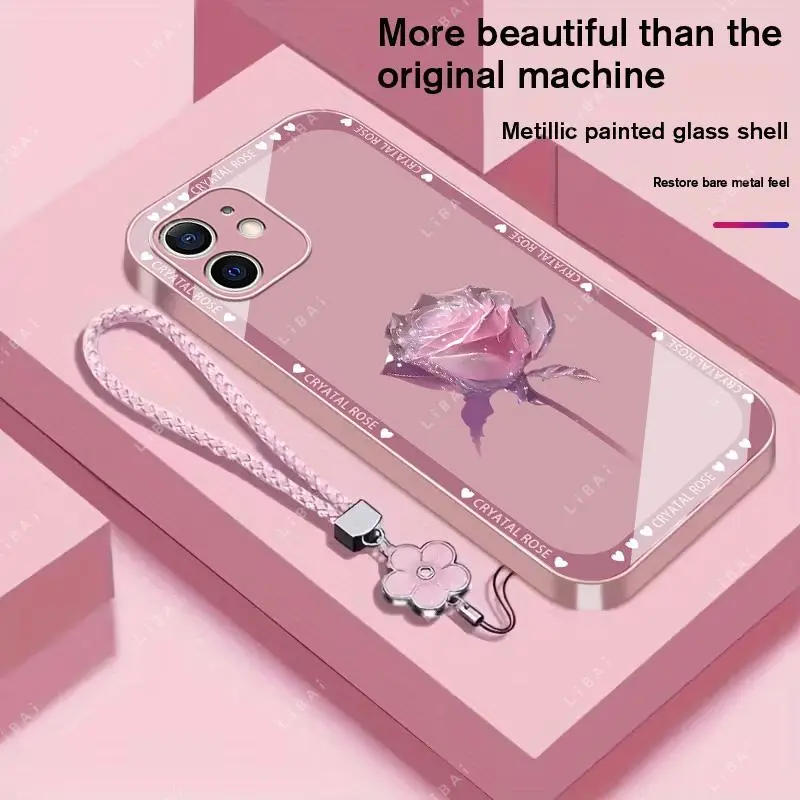 Suitable for [iPhone 12 Mini] Brand new premium phone case, Free four-leaf clover lanyard，drop-proof and fingerprint-resistant，simple and elegant design，multiple colors available YM99