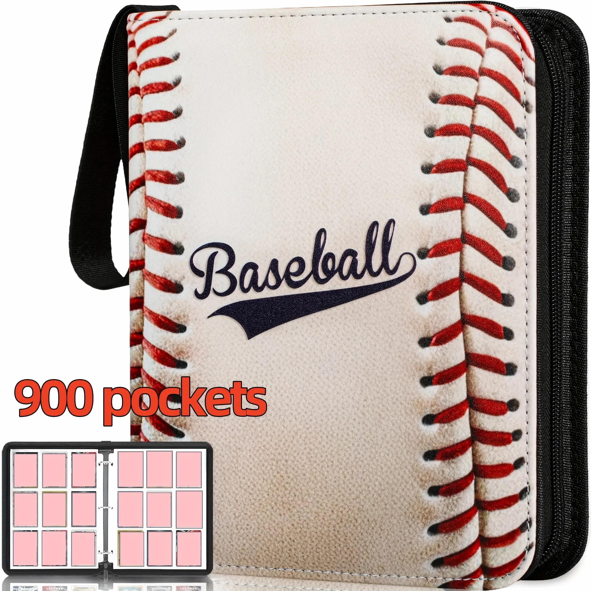 900 Pockets Baseball Card Binder, 2025 Sports Trading Card with Sleeves Holder Album, Baseball Card Holder Sheets Display Storage Protectors for Collectors Gift.