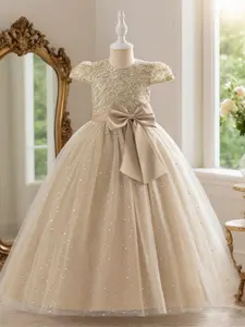 Girls Embroidered Long Dress for Birthdays Elegant Party Gown for Piano Recitals Perfect for Special Events and Summer Fun Embroidered Tulle Dress