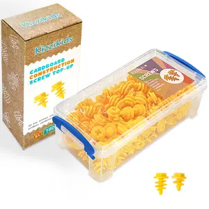 Screws Kit Top-up 180 Piece, Cardboard Construction Tools, STEM Educational Toys for at-Home Play + Classroom Learning, Mix Kit for Boys and Girls Aged 5+ (Yellow)