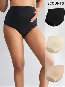 Seamless High-Waisted Maternity Panties Set of 3, Comfortable Fashion Design, Perfect Fit for Pregnant Women, Daily Wear Essential, Maternity Underwear