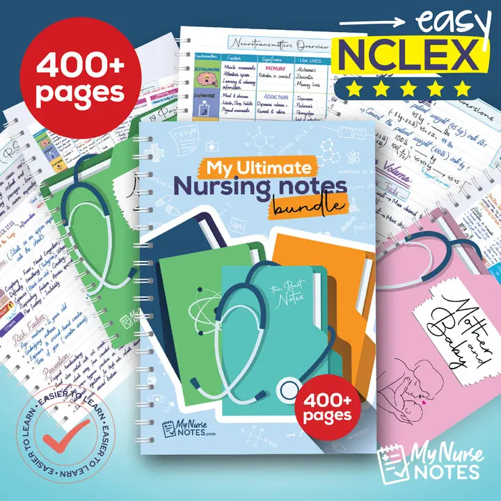 Ultimate Nursing Success Bundle: 400+ Page Handwritten Notes by an RN - Designed to Help You Ace Nursing School