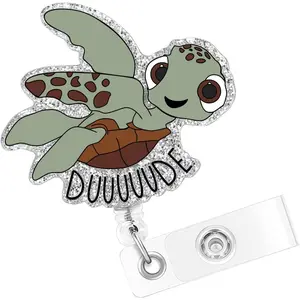 Turtle Badge Reel, Cute Badge Reel, Name Badge Holder Reel ID Clip, Funny Badge Reel for Nurse Office Worker Teacher Student, Nurse Badge Holder with 24" Durable Nylon Retractable Cord
