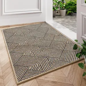 Indoor Door Mat 17"x30", Low-Thin Welcome Front Door Mat Indoor Entrance, Non Slip Backing Inside Doormat Washable Entryway Dirt Resistant & Absorbent Mat, Light-Brown