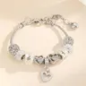 2024 Summer Fashion Rhinestone Decorated Heart Charm Bracelet, Fashion Jewelry for Party, Daily Clothing Decor, Trendy All-match & Exquisite Jewelry for Birthday Gift, Heart Shaped Bracelet, Fashion Bracelets