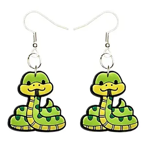 Rattlesnake Earrings Hypoallergenic Silver Plated Fishhook Yazzle Dazzle Snake Asp Viper