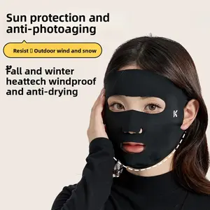 Autumn and winter thickened warm full face exposed mouth and nose winter running outdoor riding breathable three-dimensional face kini mask