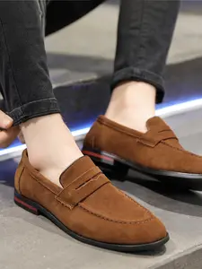 Men's Business Solid Color Slip on Flat Dress Shoes, Fashionable Casual Comfortable Loafers for Daily Wear, Lightweight Breathable Shoes for All Seasons, Footwear