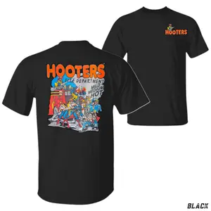 Hooters Fire Department T-Shirt – Funny Cartoon Firefighters with Mild Medium HOT Graphic Tee, Retro Humor Pop Culture Shirt for Firefighter Fans and Classic T-Shirt Collectors