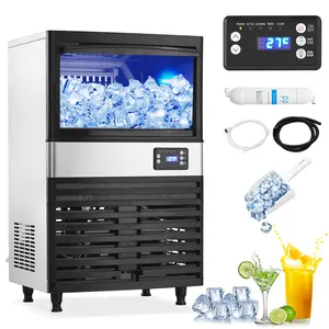 Garvee Commercial Stainless Steel Ice Maker,Auto Clean & Timer Function, Under Counter Freestanding Dual Use Design, Perfect for Restaurant, Bar, Coffee Shop, Food Truck and Laboratory