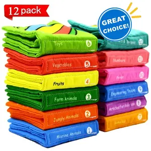Howarmer Soft Infant Books, Baby'S First Non-Toxic Fabric Soft Cloth Book Set, Rainbow Early Education Toys for Toddler, Infants and Kids, Pack of 12 Howarmer