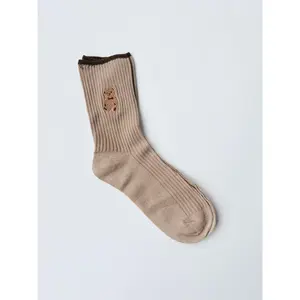 Teddy Bear Embroidered Crew Sock