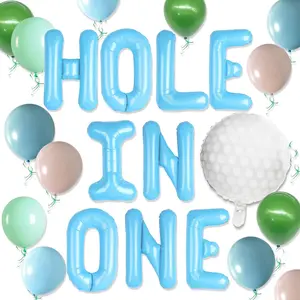 LaVenty Hole in One Birthday Decorations Hole in One Banner Golf 1st birthday Party Decorations Golf Foil Balloons for Boys Golf Outdoor Sports Theme birthday Party Supplies One stop Golf Theme