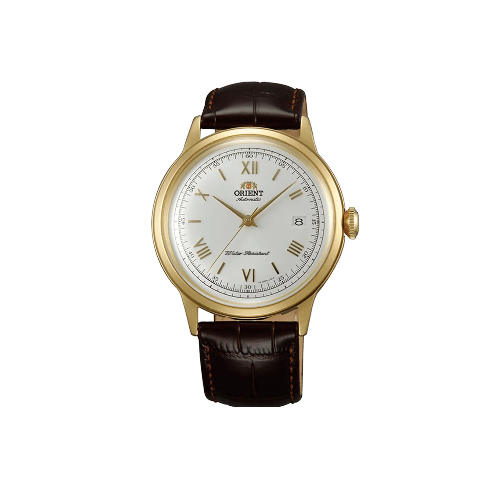 Orient Bambino Version 2 Automatic Dress Watch for Men, 40.5mm Stainless Steel Case with White Dial and Brown Leather Strap, TAC00007W0, Automatic Watches, Leather Watch, Fully Automatic Watch