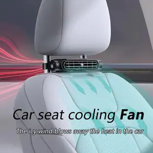 Car Seat Fan USB Plug-in Dual Turbo High Wind Power 3-Speed Adjustment Magic Tape Easy Install Universal Fit ABS Material Black Brown