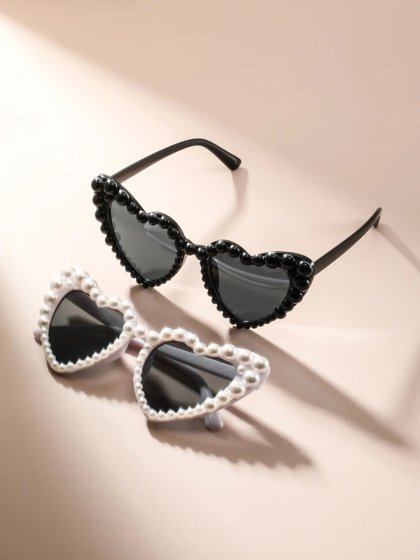 Women's Plastic Cat Eye Pearl Inlaid Glasses, High-End Luxurious Fashion Decorative Eyewear, Cute Sexy Party Festival Essentials, Heart Shaped Sunglass, Trendy Fashion Shades