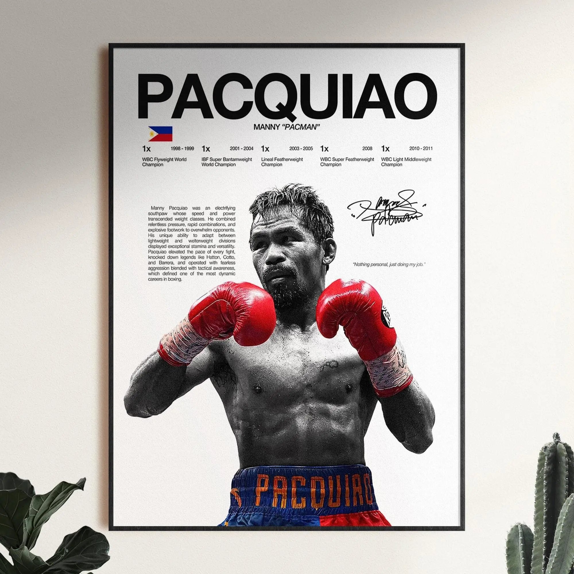 Manny Pacquiao Poster, Boxing Wall Art Print, Sports Poster, Boxer Wall Decor, Filipino Boxing Legend, Gym Decor, Boxing Fan Gift ( Unframed - Print Only )