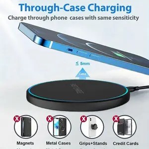 Ultra-Thin 15W Fast Wireless Charger Pad for Samsung Galaxy S24 S23 S22 iPhone 16 15 14 13 12 Pro Max series Wireless Induction Charging Station