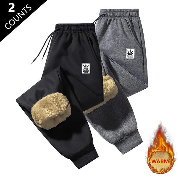 Men's Two-Piece Winter Warmth Insulated Pants - Premium Windproof Winter Trousers with Elastic Waistband, Suitable for Home, Outdoor Activities, and Travel - Machine Washable and Hand Washable, Fleece Lining, Athletic Cuff Design at Hem for Excellent Warm
