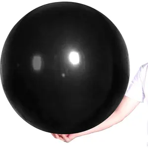 Large Black Balloons 36 Inches 4 Pack Giant Jumbo Big Thicken Round Chrome Metallic Balloon for Birthday Party Decorations