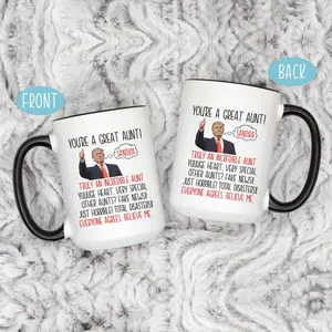 Funny Custom Aunt Trump Mug Best Aunt Ever Gift Funny Gifts to Aunt From Niece Nephew Aunt Coffee Cup Christmas Gift Him Trump humor Mug