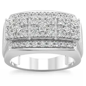 2Ct Men's Diamond Multi-Cluster Anniversary Ring 10k White or Yellow Gold