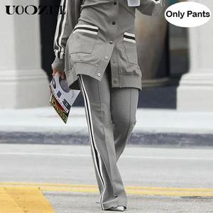 UOOZEE TikTok Exclusive Women's New (only pants) 2025 Spring Summer Fall High Waisted Pockets Sporty Pants, Color Block Casual Fashion Elastic Waist Straight Pants for Women baggy sweatpants pants women