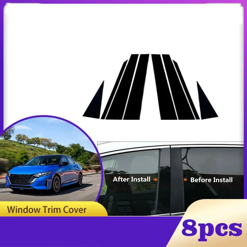 for Nissan Sentra Sylphy B18 2020-2023, 8pcs Car Window Trim Cover B C Column Pillar Posts Door Sticker Decal
