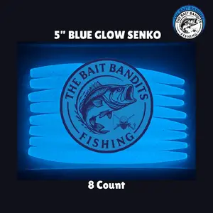 Blue Glow Senko – 5” (8ct) (Glow in dark fishing lures)