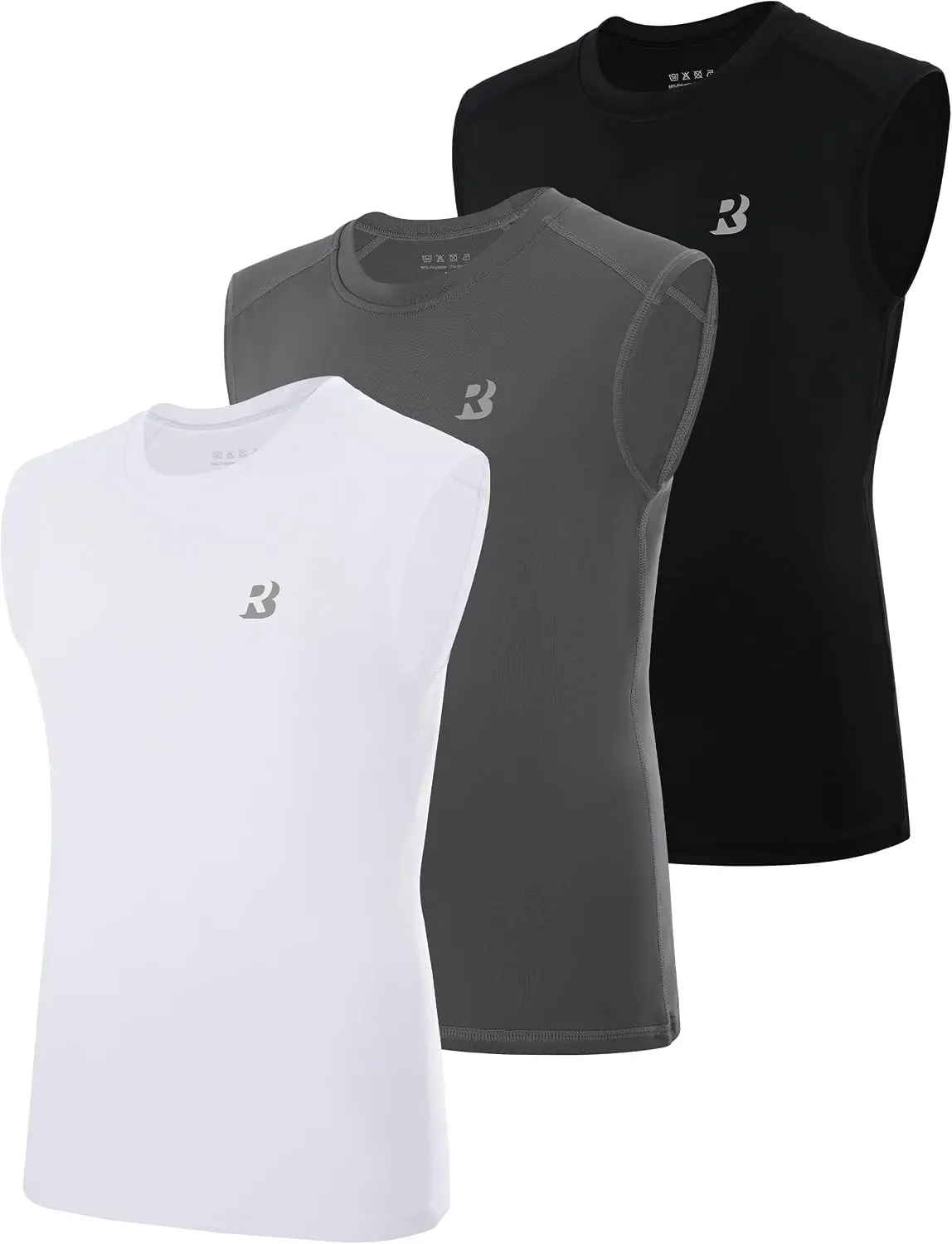 Roadbox Boys Youth Sleeveless Compression Shirt, Quick Dry Kids Football Undershirt, Athletic Soft Tank Tops Sport Basketball