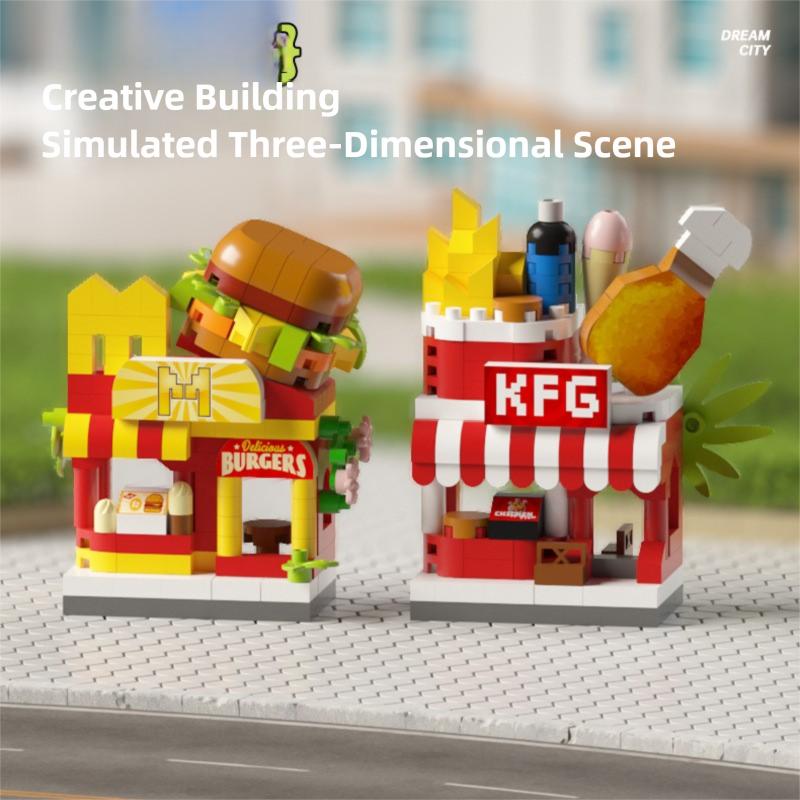 Compatible with Lego, Internet Celebrity Street Scene Commercial Street Building Blocks, Children's Assembly Toys, Micro Particles, School Gifts