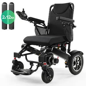 35-Mile Range Electric Wheelchair for Adults, Foldable Motorized Wheelchair with 2 Removable 12Ah Batteries, All-Terrain Power Wheelchairs for Seniors, Airline-Approved, Black Tivaro-EW5003