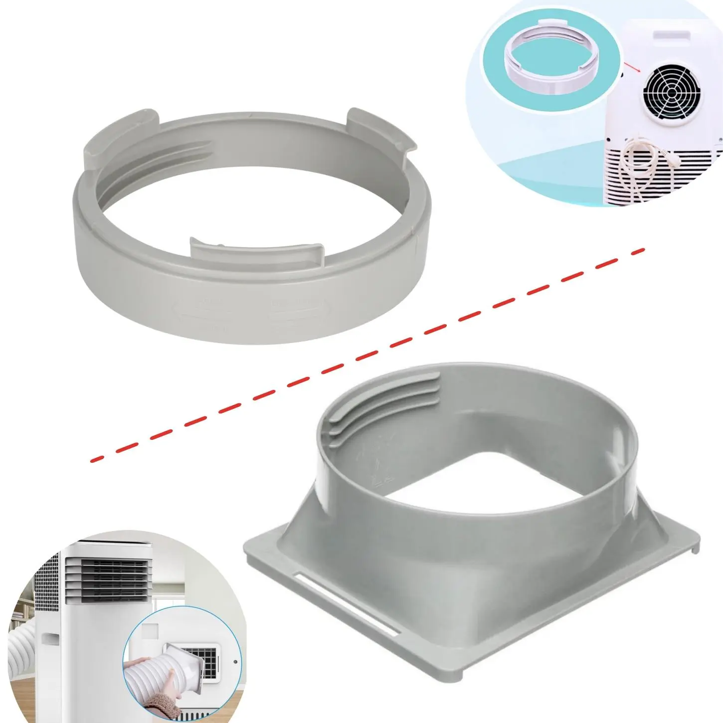 Air Conditioning Hose Connector for Easy installation, Portable AC Exhaust Vent Connector, Suitable for Clockwise and Counterclockwise Threads, Aircon Accessories, Replacement Parts