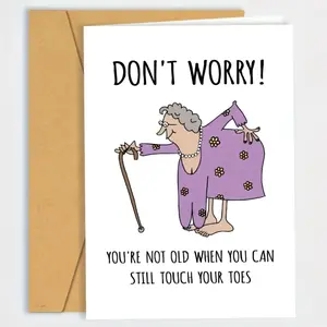 Don't Worry Slogan Graphic Birthday Card with Envelope, Card for Mom, Grandma, Sister, Friends, Party, Holiday, Fun Party Cards
