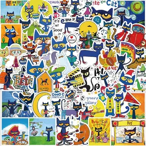 Pete The Cat Pattern Sticker,  50/1000pcs  Creative Cartoon Cat Sticker, Decorative Sticker for Phone Case, Water Bottle, Room, Diary, Scrapbook, Ornaments