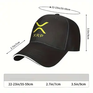 XRP Logo Sporty Baseball Cap for Men & Women - Lightweight, 100% Polyester, Hand-Washable with Black Textured Fabric & White Trim, Casual Cap|Logo Prominently Displayed|Breathable Mesh Cap