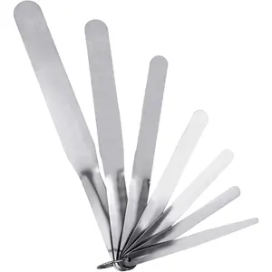 7- Caulking Spatula Tool Set, Stainless Steel Caulk Finishing Tools with Curved Streamline Spatulas, Tip Widths from 3/8" to 1-1/2" for Sealing, Smoothing, and Adhesive Work