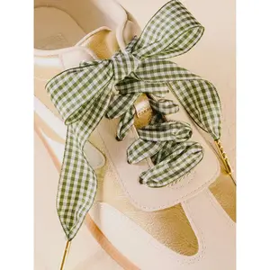 Green Gingham Shoelaces