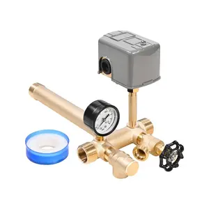 VEVOR 1x 11 Well Pressure Tank Tee Kit, with 40/60PSI Switch, 8 - Pieces Pure Brass Pressure Tank Installation Kit for Water Well, 1 in Gate Valve Included, Fit Most tanks with Diameter up to 16 inVEVOR Super Brand Day