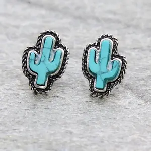 Western Hand Craft Stone Stud Earrings