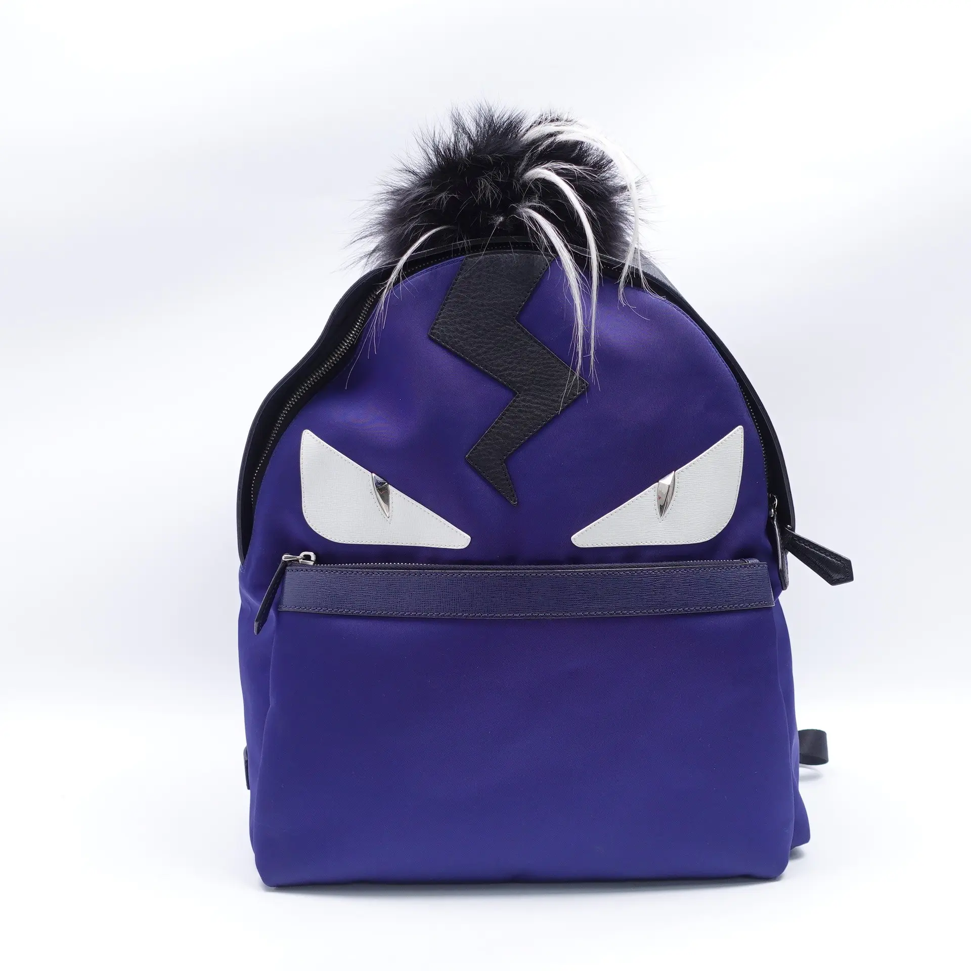 Pre-owned FENDI Calfskin Backpacks Monster Blue Calfskin/Canvas Backpack T10419240