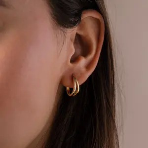Oval Duo Hoops by Caitlyn Minimalist - Double Front Huggie Earrings - Unique Hoop Earrings - Everyday Statement Jewelry - Gift for Her