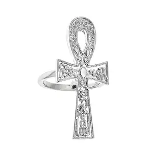Better Jewelry Etched Ankh Ring .925 Solid Sterling Silver Ring (7.5 grams)